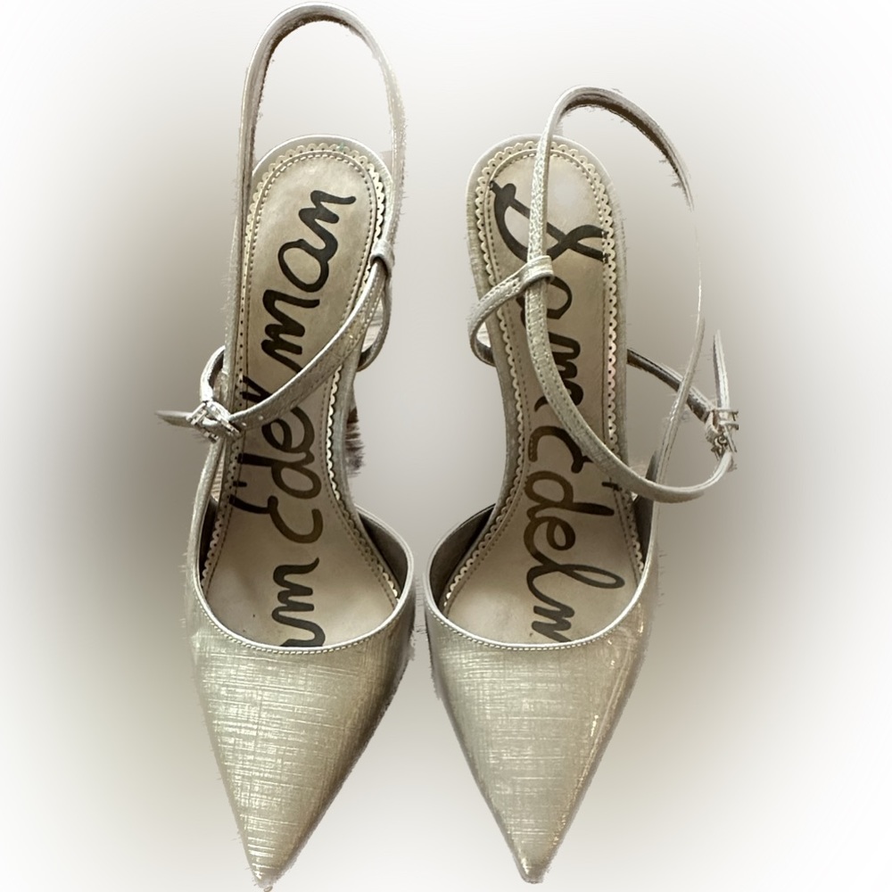 Sam Edelman sling back gold heels, size 7.5, great condition, limited wear.
